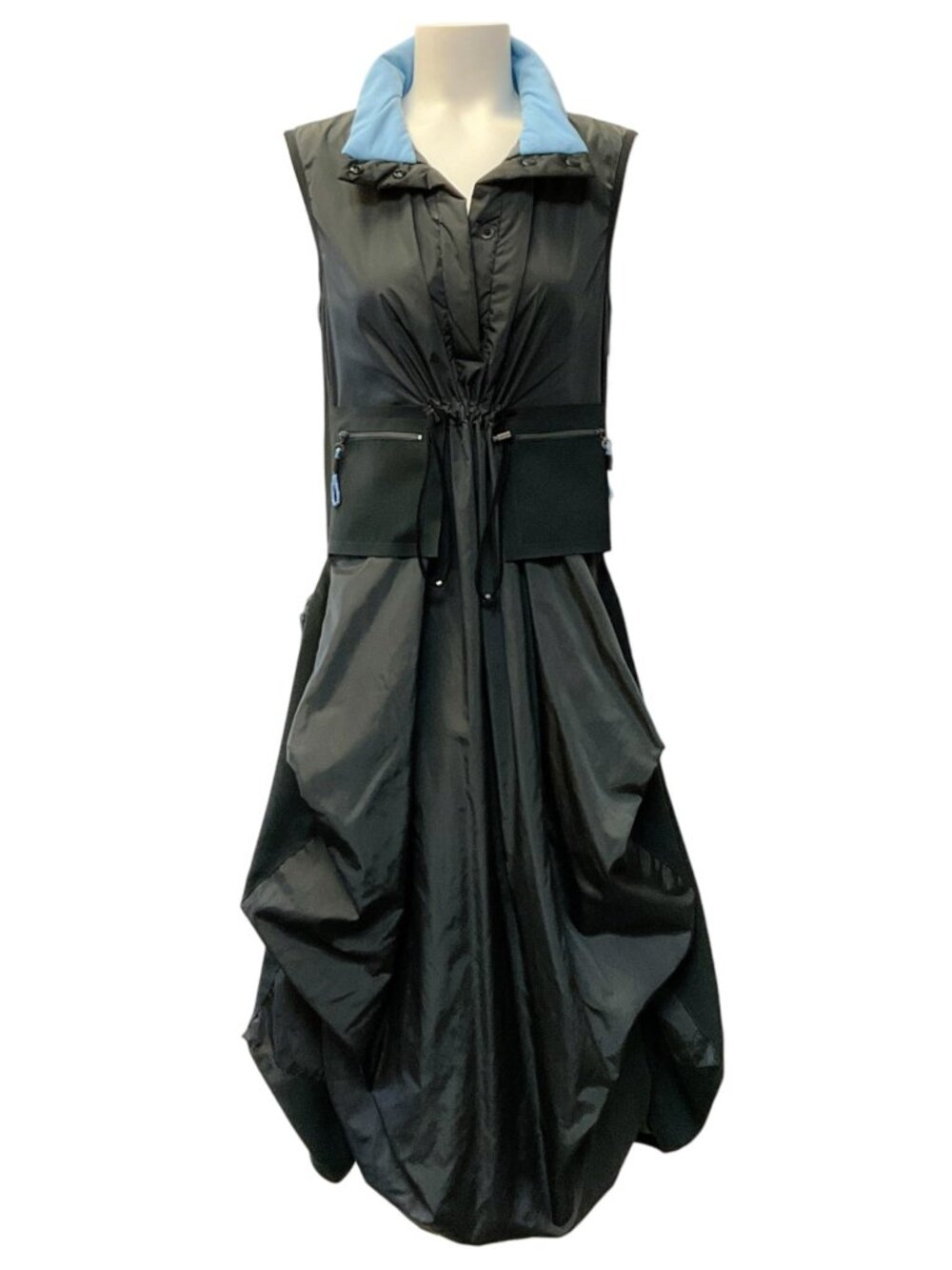 Marithe + Francois Girbaud Charcoal Grey / Blue Drawstring Sleeveless Dress